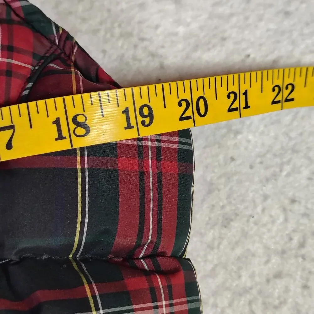 Eddie Bauer Goose Down Vest Womens Plaid Red Green Black Full Zip Puffer - Picture 9 of 16